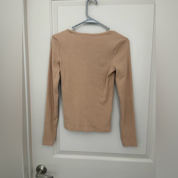 Pact Organic Cotton Ribbed Henley Long-Sleeve Top - Tan NWOT Size S - Picture 4 of 5